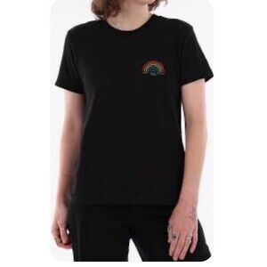 Vans Women’s Black T-Shirt With Pride Rainbow On Chest Short Sleeves Size XL
